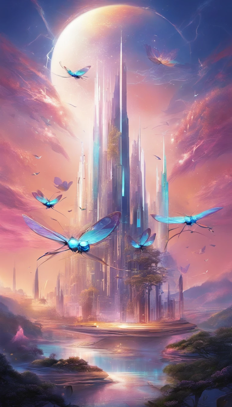 Beautiful energy art that gives power to those who see it。Landscape Images。butterflies dancing on the riverside。Fantastical。Dreamy。Fantasia。