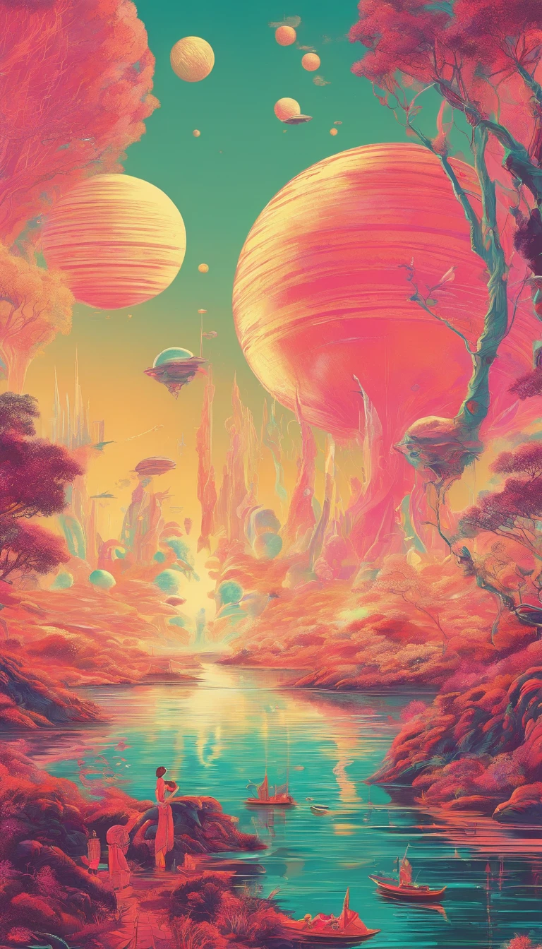 Beautiful energy art that gives power to those who see it。Landscape Images。butterflies dancing on the riverside。Fantastical。Dreamy。Fantasia。