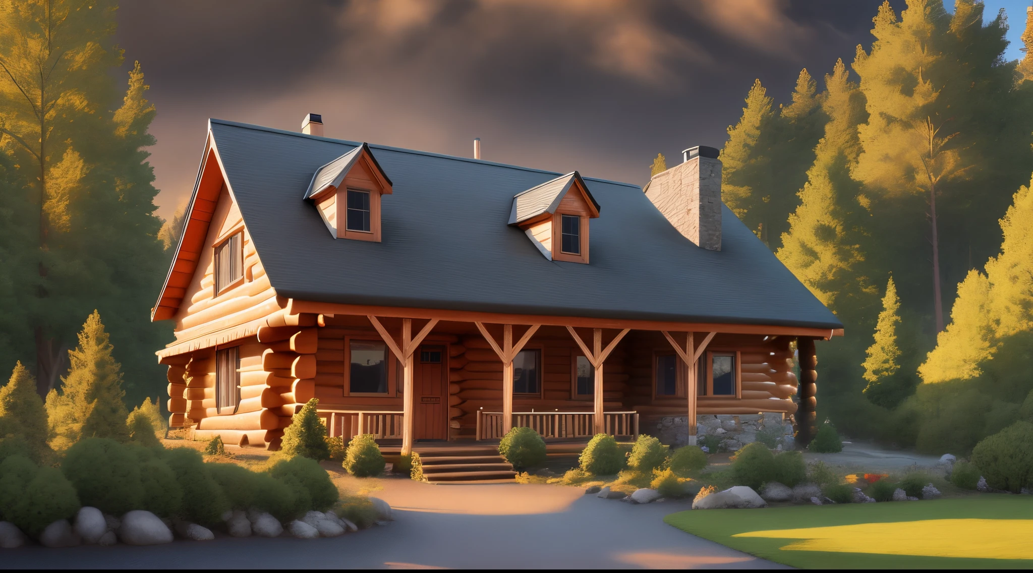 Log Cabin house with a turret room