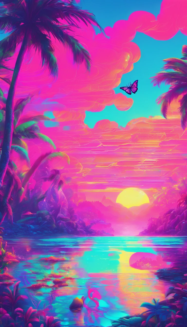 Beautiful energy art that gives power to those who see it。Landscape Images。butterflies dancing on the riverside。Fantastical。Dreamy。Fantasia。
