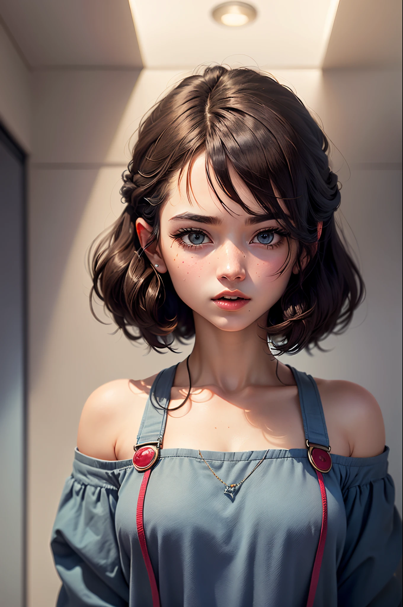Summer knit with short hair and white, summer knit, Short hair, short hair with bangs, Cute face girl, Cute little face in portrait, French Bob, pale fair skin!!, short brown hair and large eyes, soft portrait shot 8 k, beautiful light big eyes, Beautiful young girl, Young girl in a bob cut, Top image quality, masutepiece, Notes of Leonardo da Vinci da Vinci, Set against the backdrop of Leonardo da Vinci's manuscripts,See-through gowns,