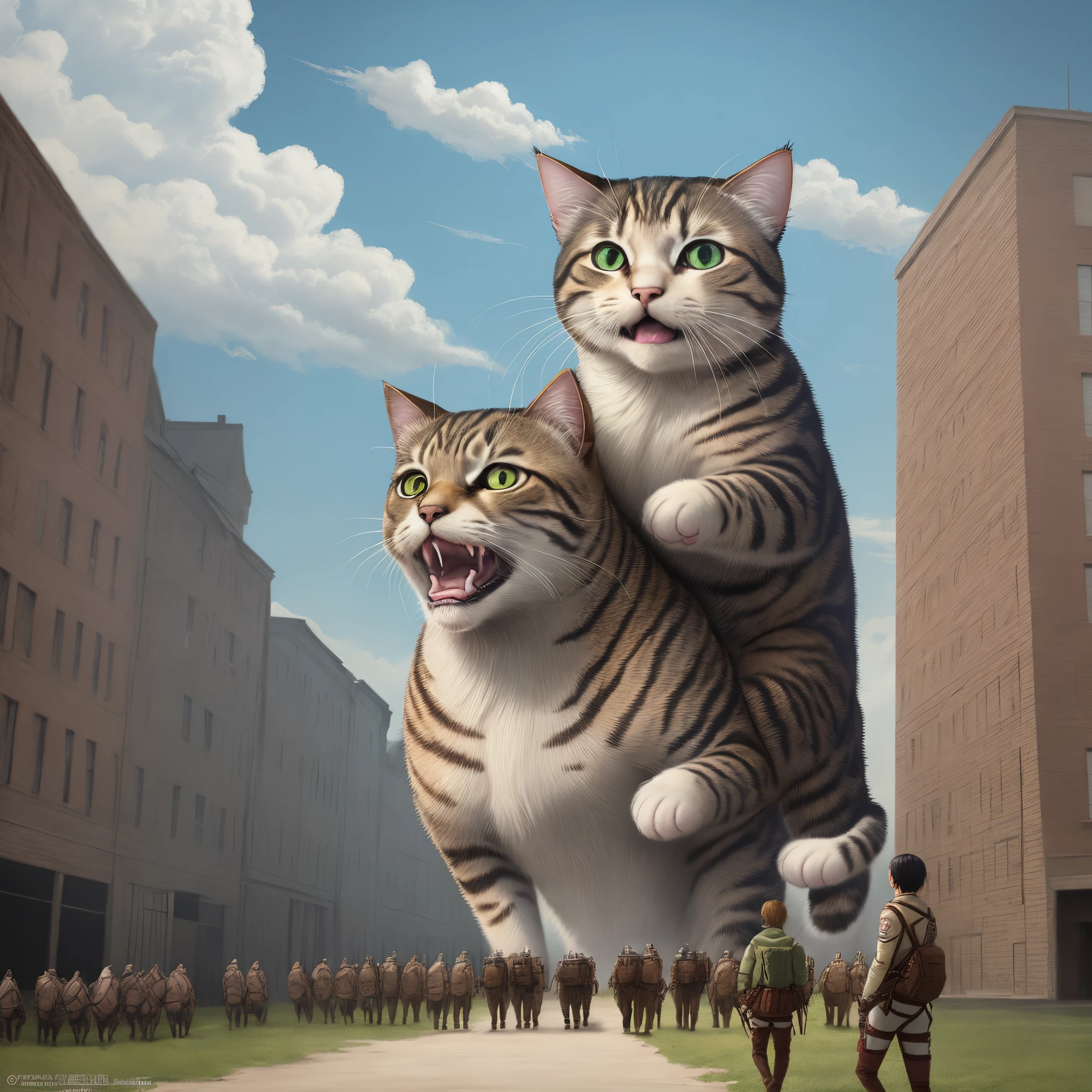 Attack on Titan with a cat