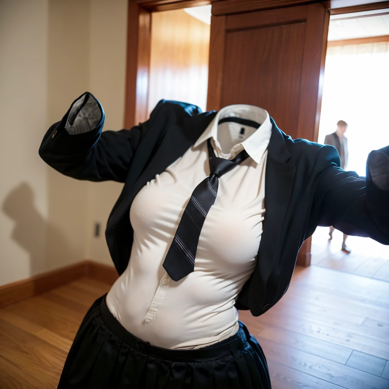 chubby, fat, (2girls love each other), school uniform, school tie, going home from school, (Seductive pose, cute pose), (invisible:1.5, no humans:1.5, headless:1.5, faceless:1.5), (cute big breasts), (close-up shot of hip:1.4), (8k, RAW photo, best quality, masterpiece:1.2), (realistic, photo-realistic:1.37), photon mapping, radiosity, ((Hasselblad photography)), physically-based rendering