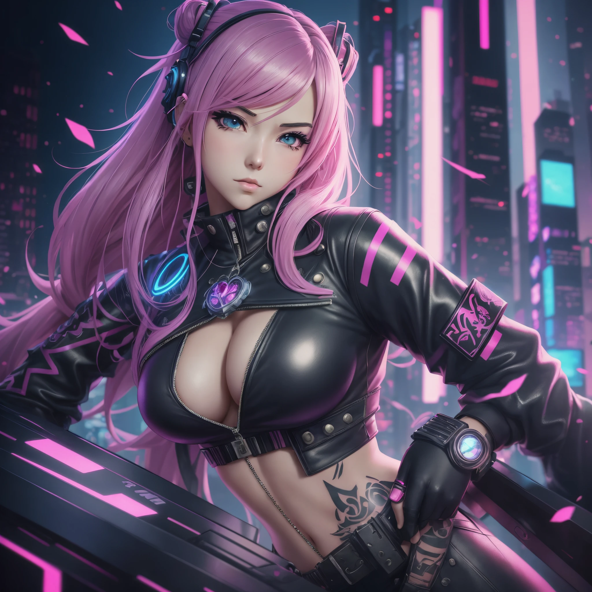 anime - style image of a woman in a leather outfit with a tattoo on her chest, oppai cyberpunk, cyberpunk 2 0 y. o model girl, female cyberpunk anime girl, cyberpunk anime girl, digital cyberpunk anime art, trending on cgstation, cyberpunk anime art, digital cyberpunk - anime art, anime cyberpunk art, cyberpunk girl, cyberpunk beautiful girl, in cyberpunk city, anime girl in real life, ross tran style, ava max, anime girl cosplay, amouranth, seductive anime girl, belle delphine, ross tran 8 k, in the style of ross tran, artgerm and lois van baarle, better known as amouranth --auto --s2