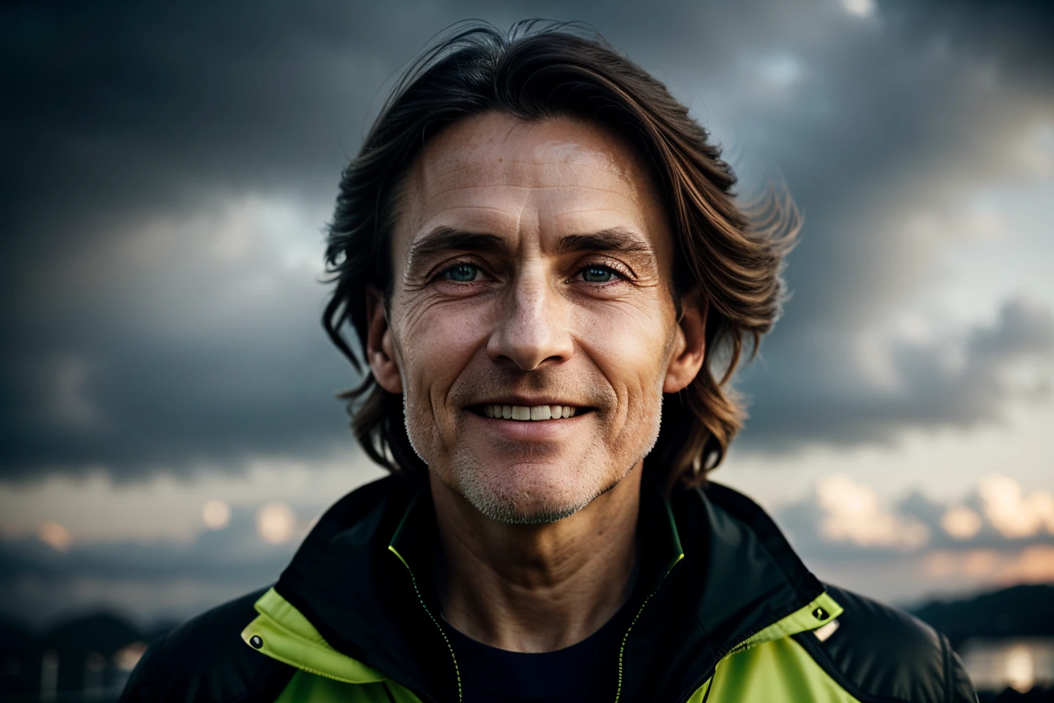 RAW photogr, 8k ultra high definition, highdetailskin, Handsome German hippie, 72 years old, bavarian, Green-eyed, the rule of thirds, tmasterpiece, photography of, ultra-realistic realism, actual, Outdoor sports, golden age, sporty attire, Smiling, Chevoglis Court, Rocker type, degrees of freedom, (hamburgers:1.1), ports, sky sky, clouds, gentlesoftlighting, ( highlydetailed skin:0.7),(filmgrain:1.3), 8k ultra high definition, SLR camera, gentlesoftlighting, high high quality, human development index, 富士XT3