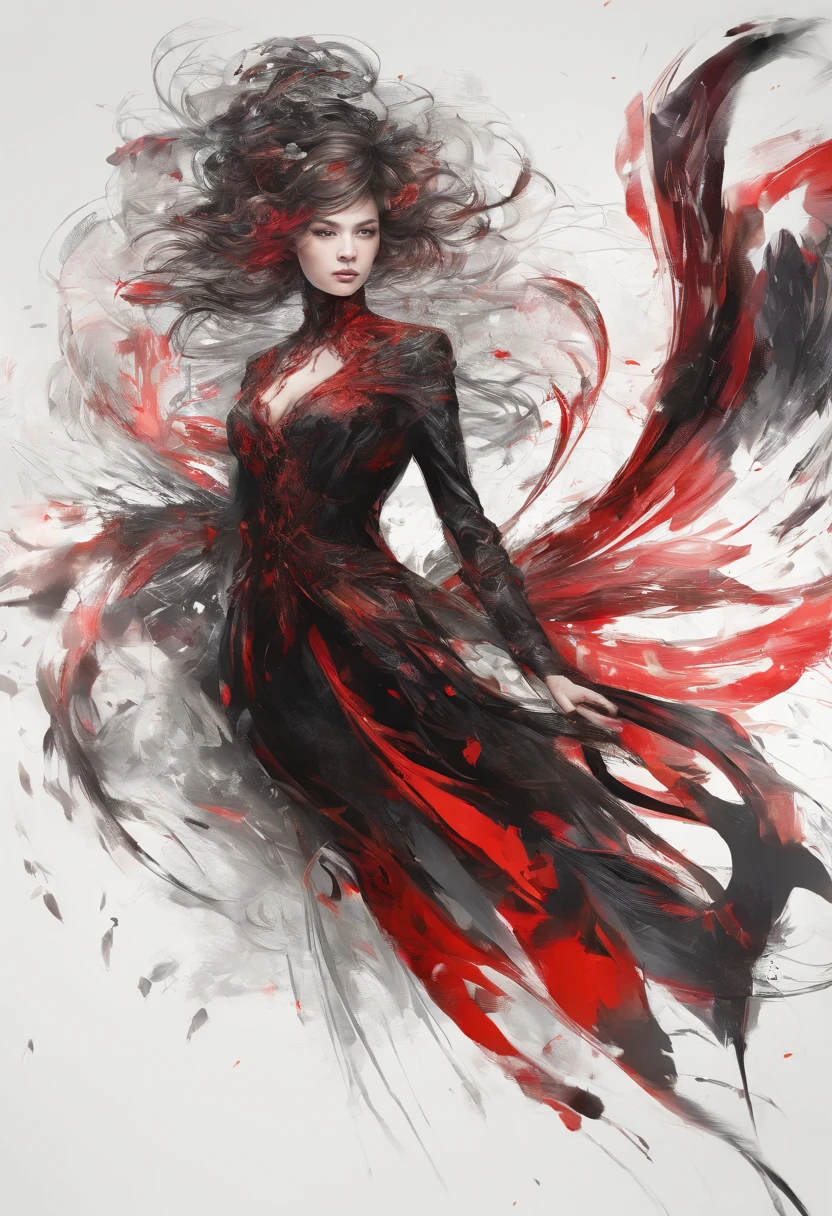Perfect centralization, Fantastic black-red beam, delight, Standing position, abstract beauty, centre, Looking at the camera, Facing the camera, nearing perfection, Dynamic, highly detailed, Liso, foco nítido, 8K, A high resolution, illustration, art by Carne Griffiths and Wadim Kashin, Goldfish characters