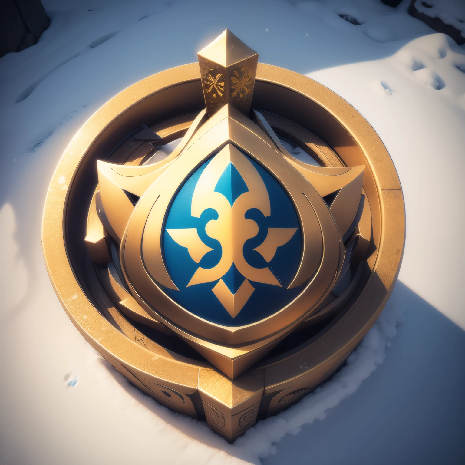 The symbol representing the kingdom on the snow，totem，Abstract symbols，solid color backdrop，2d
