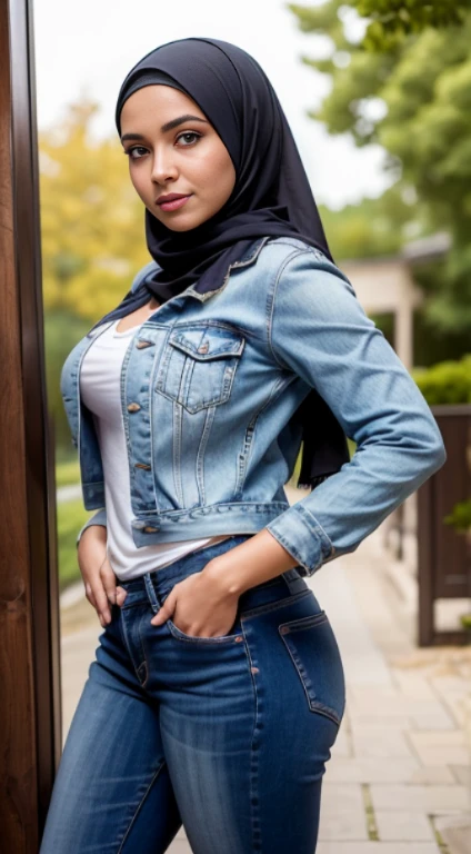 A beauty woman with hijab in a student uniform, big breasts, a smile, happiness, a mini skirt with vivid colors and a youthful style (best quality,4k,8k,highres,masterpiece:1.2), ultra-detailed, (realistic,photorealistic,photo-realistic:1.37), professional lighting, bright and vibrant colors, detailed eyes, intricate embroidery on the hijab, a fashionable bag, a lively campus background, confident posture, radiant skin, intricate patterns on the uniform fabric, emphasizing the beauty of diversity, and a stylish hairstyle.