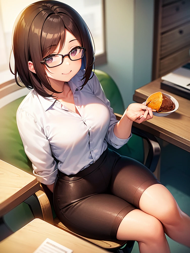 nsfw,masterpiece,best quality,Ultra detailed,8k,realistic,ultra detailed,highly detailed,physics-based rendering,beautiful eyes,beautiful face, BREAKcafe, book, cake, sitting, from side, dark orange midium hair, waviy hair, dark brown eyes, midium breasts, glasses,nipple,smile,grin,one eye closed,out tongue,blush, (green tracksuit),open clothes,table on breasts,(bukkake:1.5,,(cum:1.2),(cum in mouth:1.2),(cum on body:1.2)