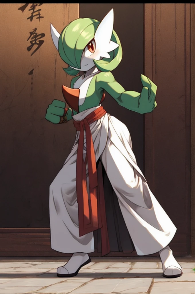 masterpiece, best quality, full body, Solo, male focus, (androgynous), furry, (Gardevoir)), ((pokemon)), (tuxedo), (Shaolin kung fu),