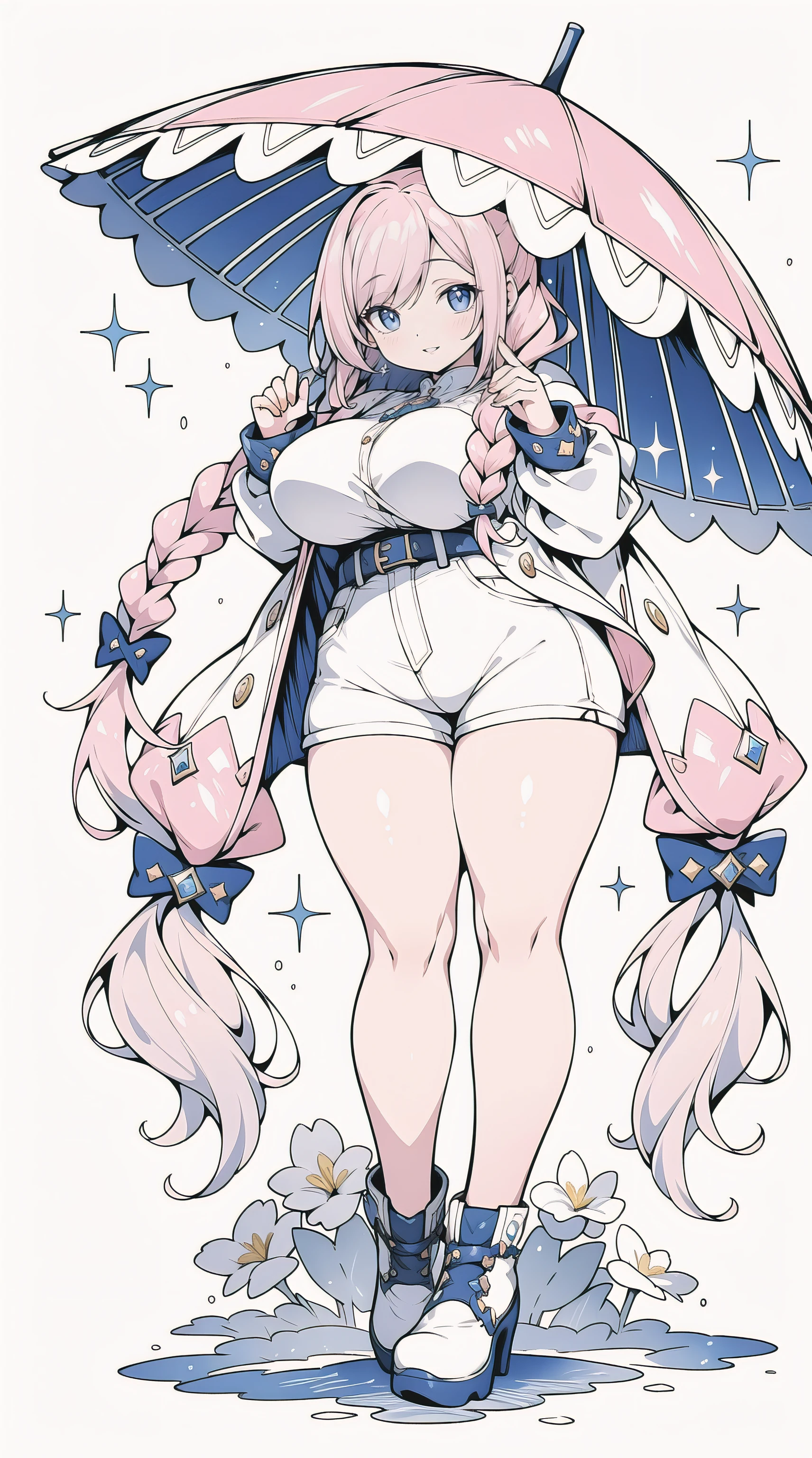 Giant maiden，Moe two-dimensional style，Pregnancy status，Round belly, Huge breasts, Thick thighs，Gaze at the bustling city, Lying down, Burp, Burping, Loud burp, Really loud burp, Glasses, Embarrassed, Full body