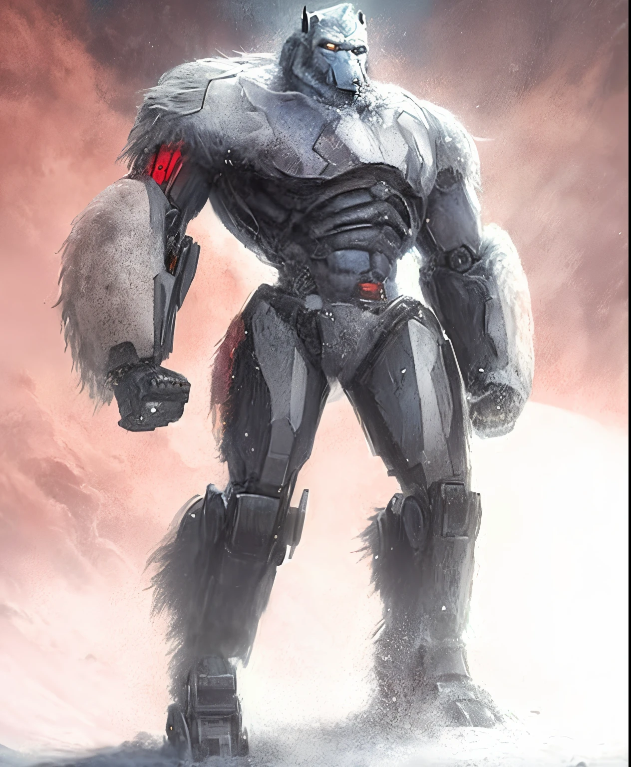 The Yeti as Optimus Primal in robot mode, full-body render, concept art
