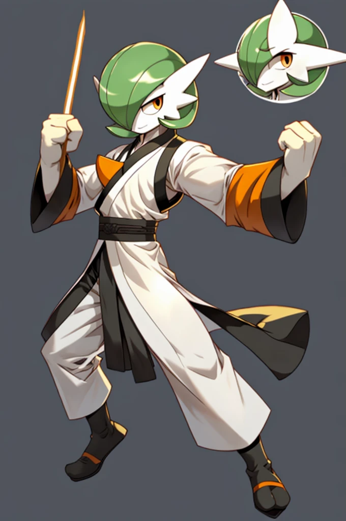 masterpiece, best quality, full body, Solo, male focus, (androgynous), furry, (Gardevoir)), ((pokemon)), (tuxedo), (Shaolin kung fu),