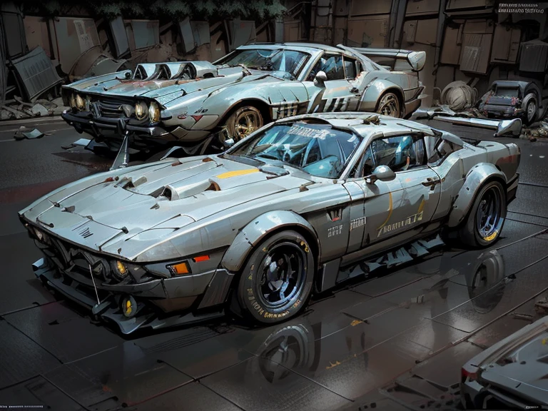 Alafid yellow and silver sports car parked on the roadside, craig mullins style, octane association, Highly realistic concept art, 8k high detail concept art, James Gurney painting style, Wojtechfors, Daniel Maidman Octane Rendering, craig mullins nekro, concept design art octane rendering, 3D Octane rendering concept illustration