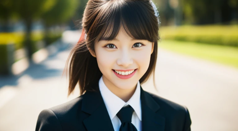 1girl, subjective perspective, Soft Flare, f/1.4, 85mm, Leica, UHD, retina, masterpiece, accurate, anatomically correct, textured skin, super detail, high details, high quality, best quality, highres, 1080P, HD, 4K, 8k, pixie cut, formal business attire、A slight smil、White teeth