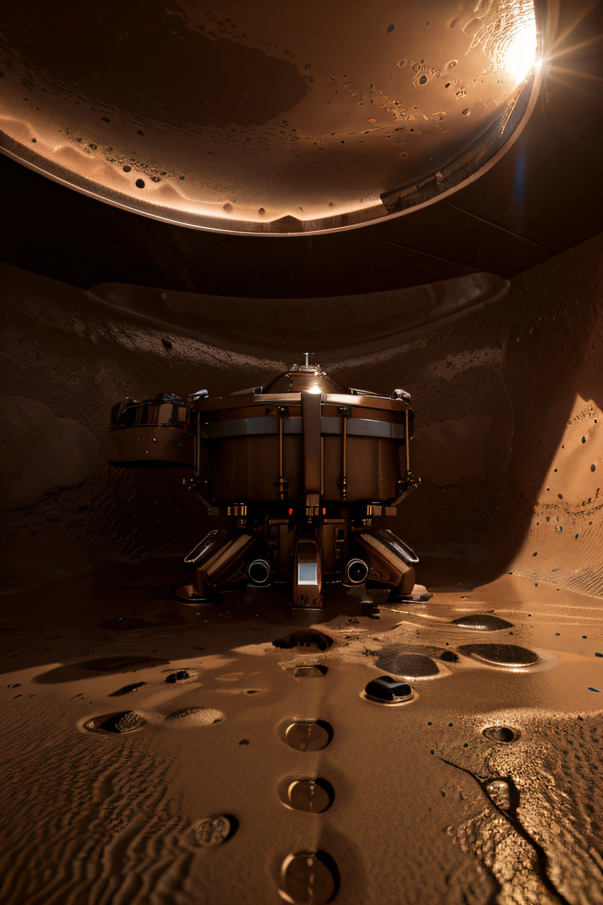 Looking for water on the high-tech Mars exploration vehicle, metallic feel, realistic details, ultra-realistic, bright picture, wide angle, high reality, light and dark