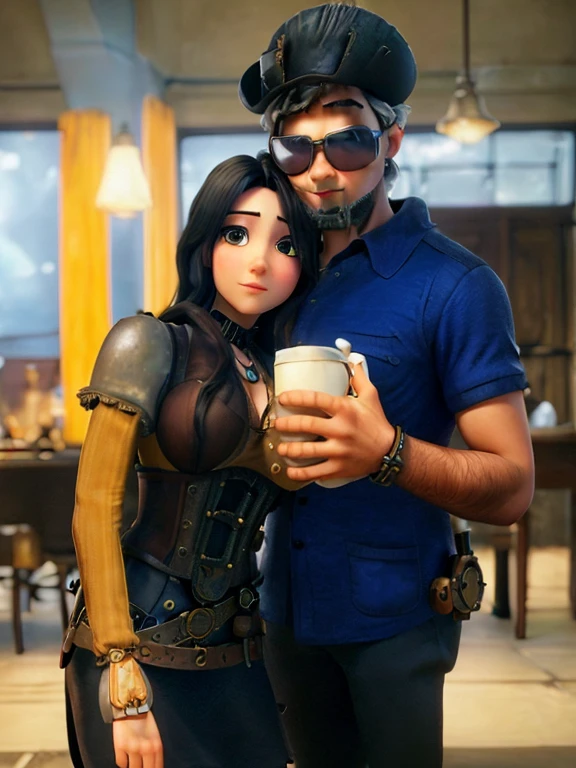 (((steampunk))),ultra realistic 8k cg, picture-perfect face, flawless, clean, masterpiece, professional artwork, famous artwork, perfect face, beautiful face, beautiful eyes, ((perfect female body)),large breasts, solo,, ,skirt,,blush,seductive expression,extremely detailed_eyes,thick thighs,((white hair)), short hair,, beautifully detailed background,depth of field,,bdsm,skindentation,full body,shirt,, pantyhose,