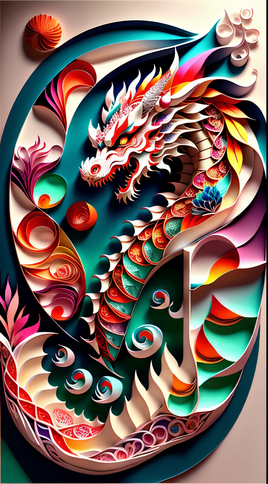 chinesedragon,Multi-dimensional paper,artistically,
yang08k,Colorful,
tmasterpiece,top-quality,Best quality at best,offcial art,Beautiful and beautiful,