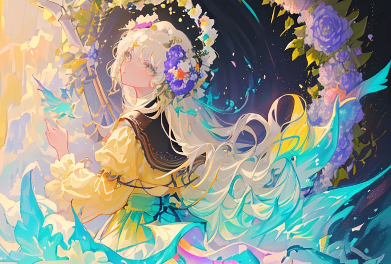 (Masterpiece, Top Quality, Best Quality, beautiful and aesthetic:1.2), (1girl:1.3), extremely detail, (Colorful:1.1), (Colorful Background1:1), (#30B3FF:1.5), (#FA52F4:1.1), highest detail, arma, holding weapon, (Glowing Weapons), Detailed background, water:1.2, Flowers:1.2, Masterpiece, 8K