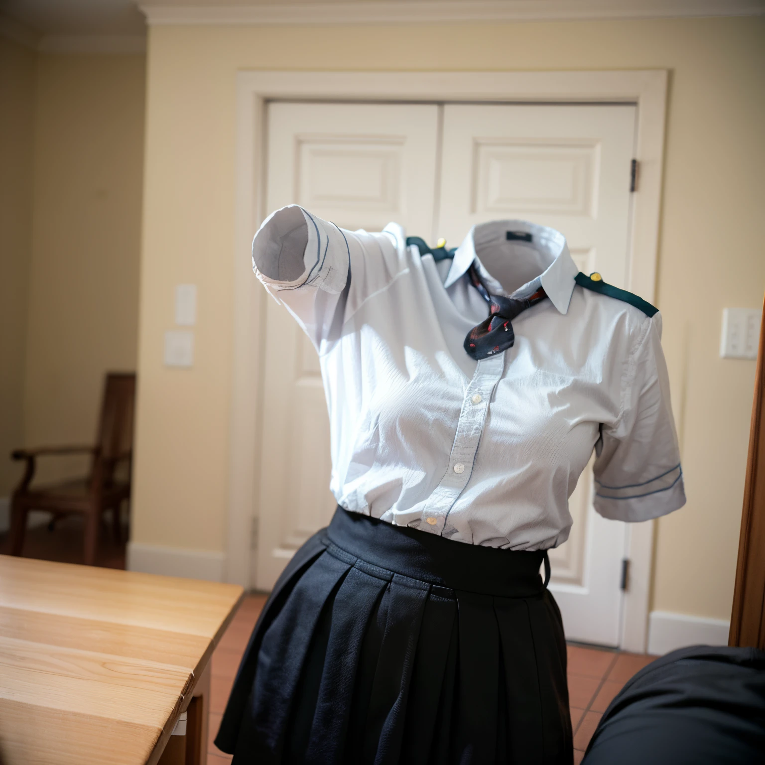 (girls' school blouse:1.7) , (school blouse swells as if worn by invisible girl:1.7),((invisible, no humans:1.7, headless:1.7, handless, legless)), (big breasts:1.9),(in the bed),(arms up),
(8k, RAW photo, best quality, masterpiece:1.2), (realistic, photo-realistic:1.37),photon mapping, radiosity, ((Hasselblad photography)),physically-based rendering,