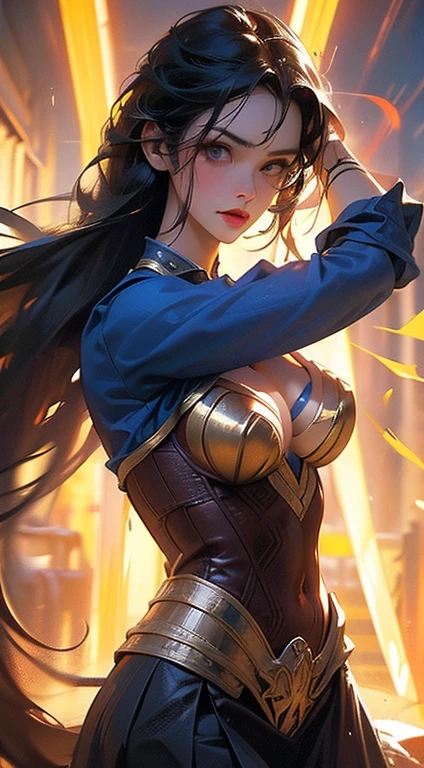 cinematic atmosphere. She is lifting her skirt and showing her panties, lifting her skirt, showing her panties camera, (best quality,4k,8k,highres,masterpiece:1.2),ultra-detailed,(realistic,photorealistic,photo-realistic:1.37), Gal Gadot as Wonder Woman, cinematic atmosphere. She is lifting her skirt and showing her panties, lifting her skirt, showing her panties camera, lifting her skirt towards the camera in a battle,comic-book style illustration, metallic texture, sharp focus, vivid colors, dramatic lighting, wonderful action pose, confident expression, flowing hair, intense gaze, golden tiara, red and blue costume, powerful stance, dynamic composition, lasso of truth, bulletproof bracelets, warrior princess, superheroine, strong and graceful, fierce determination, cityscape background, cloudy sky, dramatic clouds, Lasso of Hestia, magical powers, empowering symbol, iconic superhero, surreal elements, ethereal aura, striking contrast, vibrant hues, cinematic atmosphere. She is lifting her skirt and showing her panties, lifting her skirt, showing her panties camera