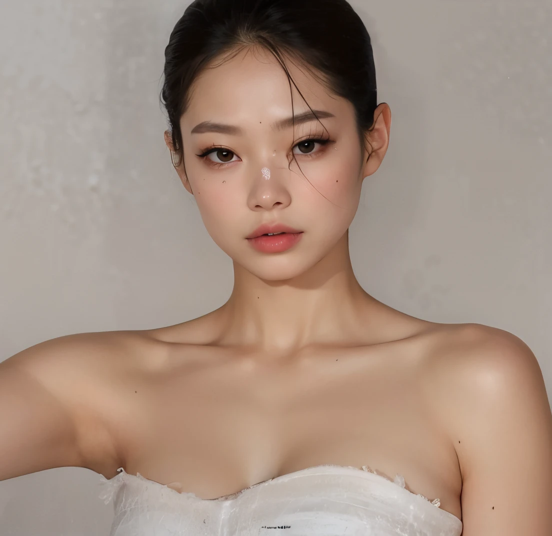 Un primer plano de una mujer con un vestido blanco posando para una foto, Blackpink Jennie, Heonhwa Choe, Seseon Yoon, Yanjun Chengt, Jaeyeon Nam, hwang se - on, Kwak Ji Joven, Lee Ji-eun, Jinyoung Shin, Lee Ji - Eun, inspirado por Yanjun Cheng, Taejune Kim, Jingna Zhang