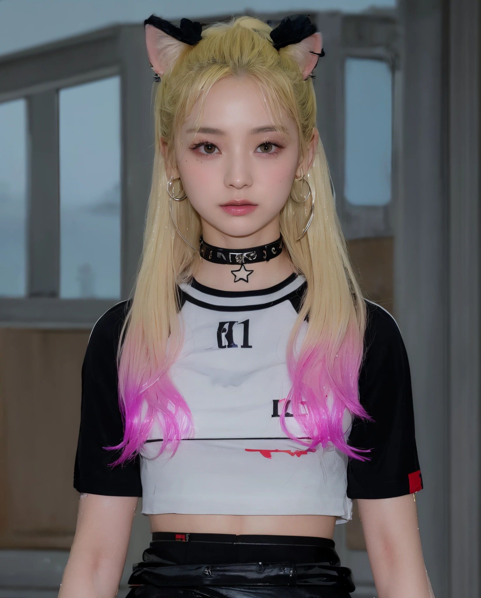 Close-up of a woman with long blonde hair, Lisa de blackpink, Retrato de Lisa de blackpink, Jennie the Blackpink, wongyoung de ive, Nariz de Lisa de blackpink, ive wonyoung lips, South Korean popular makeup, wongyoung de ive, Retrato Lisa de blackpink, pastel pink skin tone, Lisa de blackpink, blackpink jennie popular korean makeup.