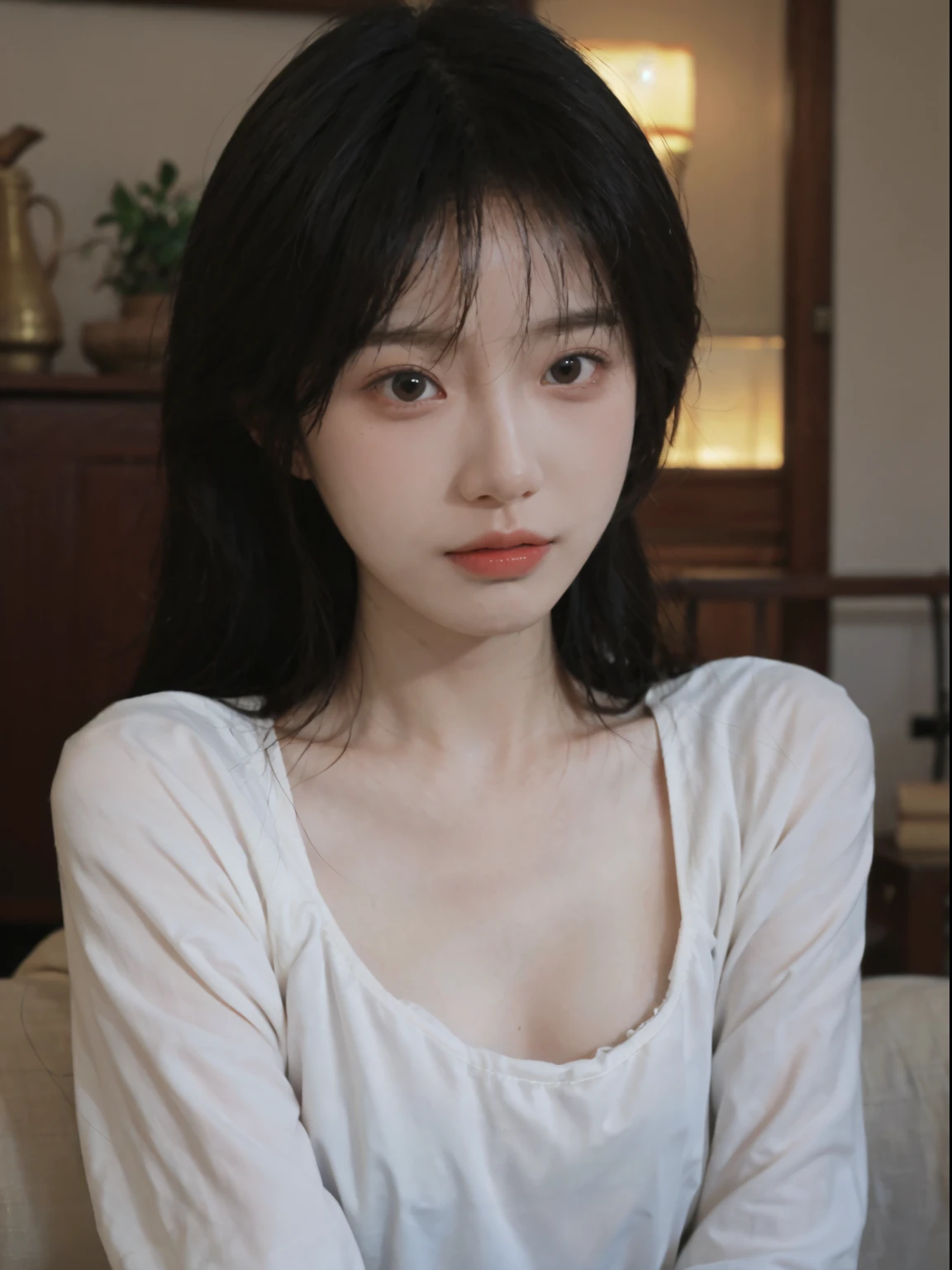 Best quality, 超高分辨率, (realistically:1.4),A woman in a white top poses for a photo, 🤤 girl portrait, beautiful Korean women, gorgeous young korean woman, Korean girls, Urzans, Young and cute Korean face, Cute and delicate face, Those girls' The avatar is cute and exquisite, beautiful young korean woman, young and lovely Asian face, Pale round face, Cute Korean face, Beautiful Asian Girls