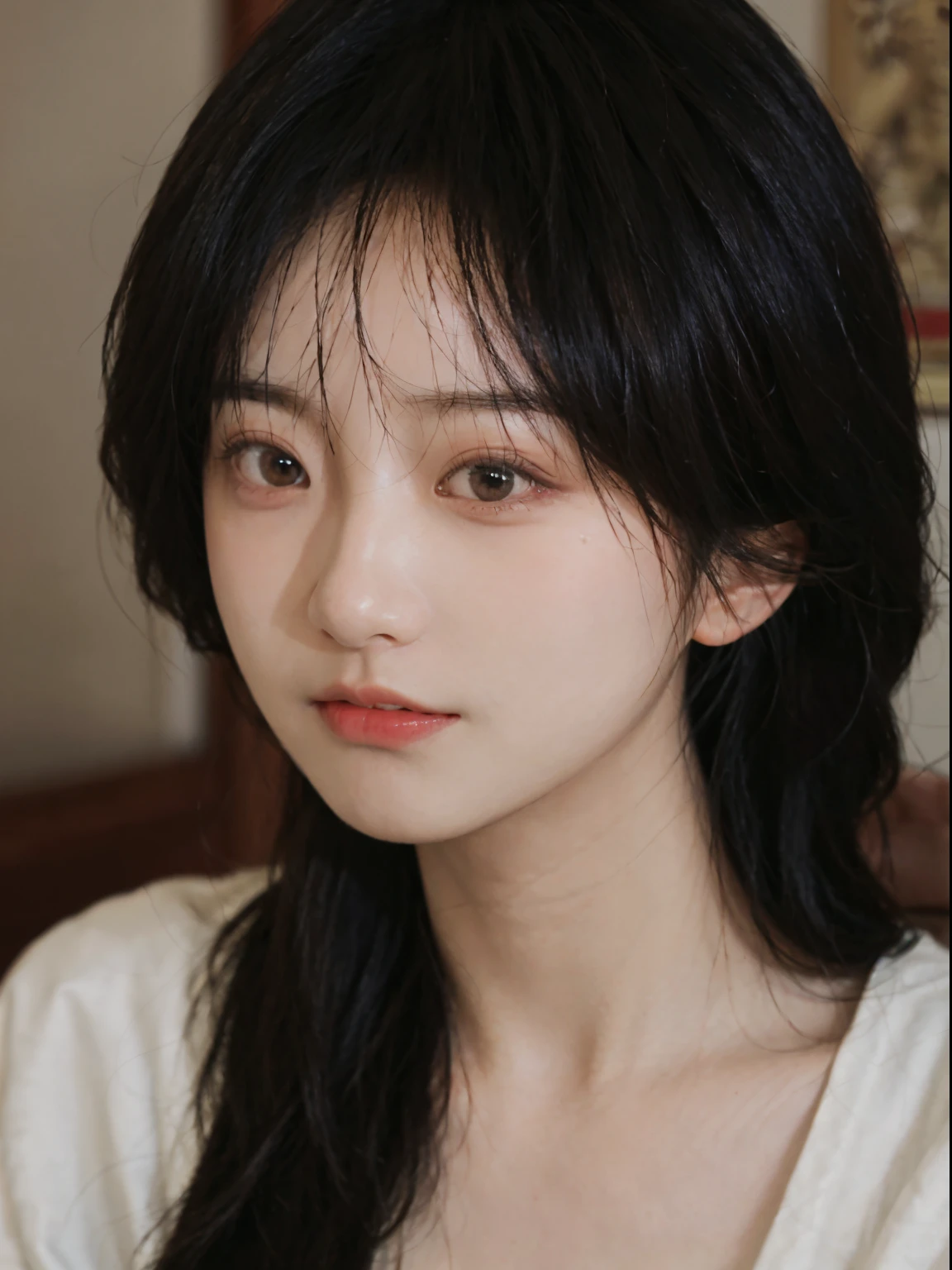 Best quality， 超高分辨率， （realistically：1.4），A woman in a white top poses for a photo, 🤤 girl portrait, beautiful Korean women, gorgeous young korean woman, Korean girls, Urzans, Young and cute Korean face, Cute and delicate face, Those girls&#39; The avatar is cute and exquisite, beautiful young korean woman, young and lovely Asian face, Pale round face, Cute Korean face, Beautiful Asian Girls