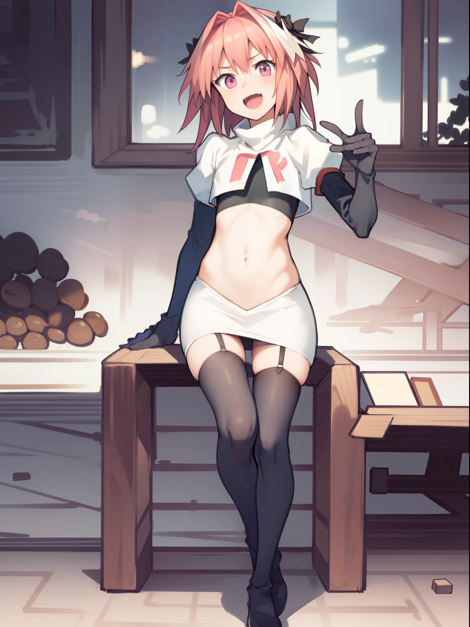 A Female robot is sleeping in bedroom, spread legs, nude, banzai pose. she wears no dress. She Brown short hair is tied with two big red clothespins, She lifts up the under hem of her white plain dress, leaning over, masterpiece, very short pigtails,brown hair, mature, android, blue eyes, full body figure, Height: 160cm, flushed cheeks, 2020s anime picture, A beautiful robot with short brown hair in two short pigtails held up by two very large huge red clothespins, Uplifting, No NSFW, whole body, barefoot, archaic smile, getting orgasm, 25 years old, sweat bucket. 