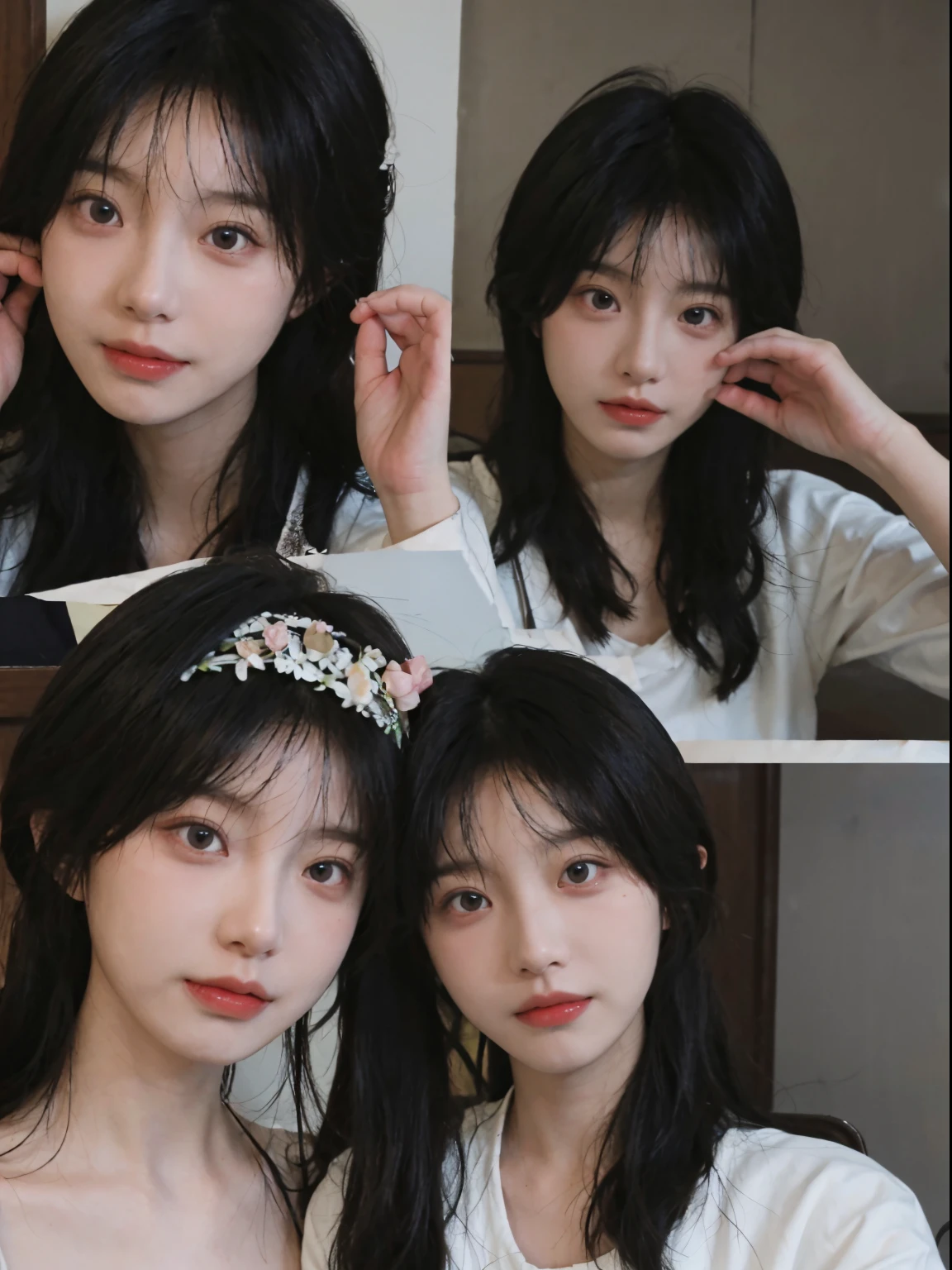 Best quality at best, 超高分辨率, (realistically:1.4),A woman in a white top poses for a photo, 🤤 girl portrait, beautiful Korean women, gorgeous young korean woman, Korean girls, Urzans, Young and cute Korean face, Cute and delicate face, Those girls' The avatar is cute and exquisite, beautiful young korean woman, young and lovely Asian face, Pale round face, Cute Korean face, Beautiful Asian Girls