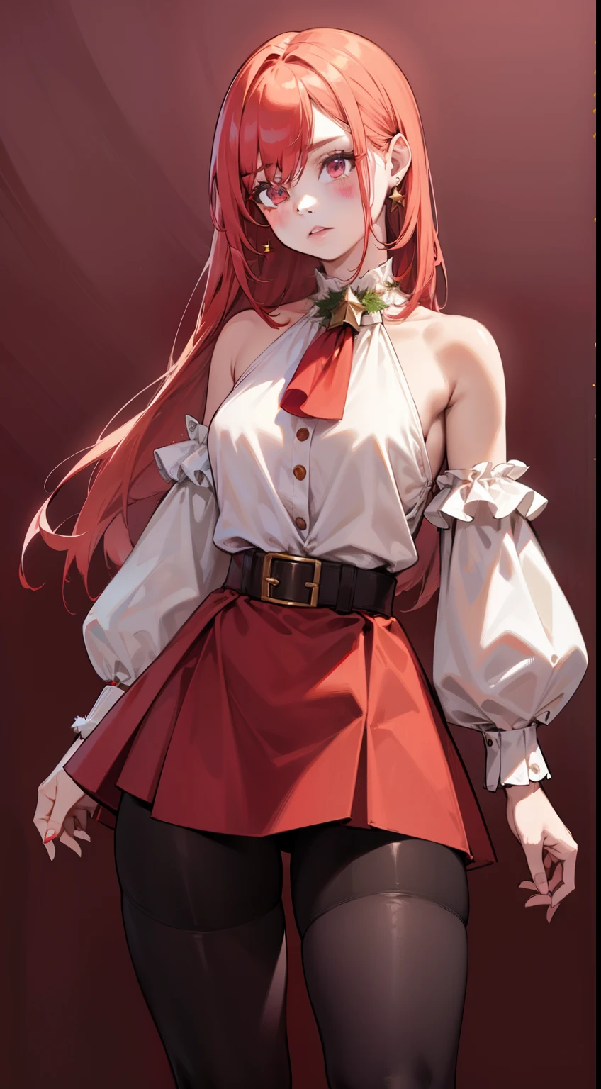 (Masterpiece, Best Quality, High Quality, Highres:1.4), Detailed, Extremely Detailed, Ambient Soft Lighting, 4K, Ornate,
Street snap, looking at viewer, camera flirting, cute pose, vignette photography, (Renaissance, Vintage:1.4), Plants, shops,
1Gril, (Solo:1.4), (Milf:1.2), Standing, Upper Body, (Face Focus:1.2),
(Extremely Detailed Hair:1.2), red Hair, Long Hair, Long Sidelocks, Bangs, (Hair Intakes), (detailed hands:1)
Expressionless, Emotionless, (gray Eyes, Glaring, Contempt, Disgust, Looking at Viewer:1.2),
(clear clothing, transparent cloth, see-through material:0.8), (red hair, freckles, big breasts:1.3),
(Tiara:1.2), Crown, (Cleavage, Strapless, Red Dress, Frilled Dress, Long Skirt, Puffy Skirt, Puffy Sleeves, Juliet Sleeves, Long Sleeves:1.2), (intricate nipple pasties:1.5), (bare chest:1.9), gold Jewelry, gold earrings, detailed face