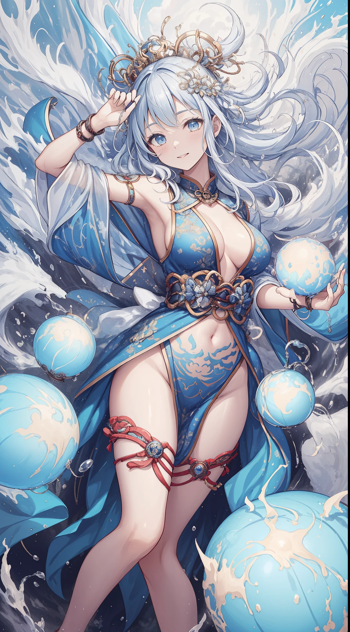 natta,themoon,game scenes,Ancient Chinese palaces are located above the clouds,Surrounded by clouds,s girl,having fun,glazed tiles,lanterns,see-through transparent clothes,Carved,((Color ink)),( (Splash ink ) ), ((Splash ink) ink})), tmasterpiece,high high quality,Beautiful graphics,high detal