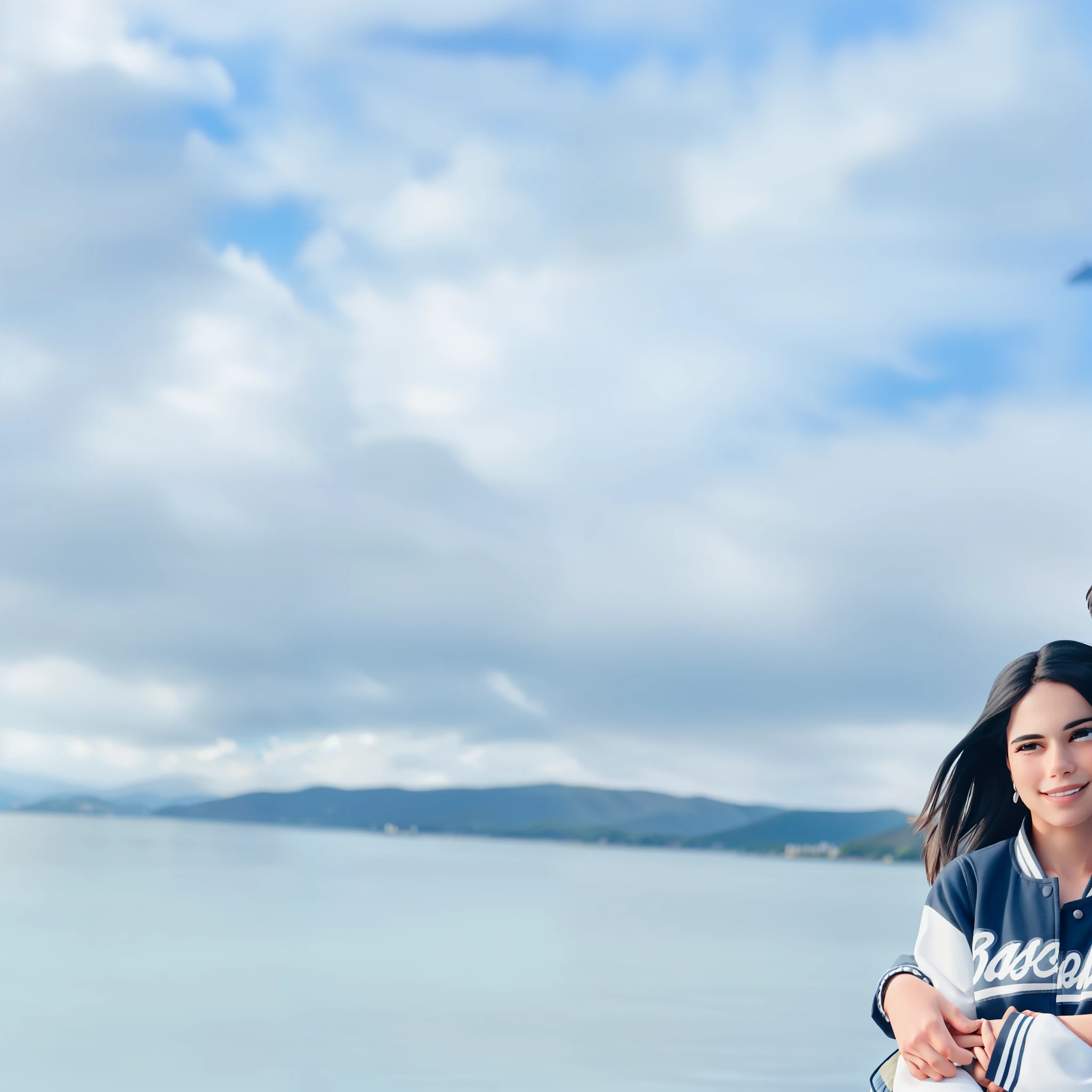 there is a man and woman standing on a dock by the water, lake in the background, the ocean in the background, ocean in the background, near a jetty, lovely couple, taken with sony alpha 9, with mountains in the background, taken on iphone 1 3 pro, taken on iphone 14 pro, sitting in front of a lake, at the waterside