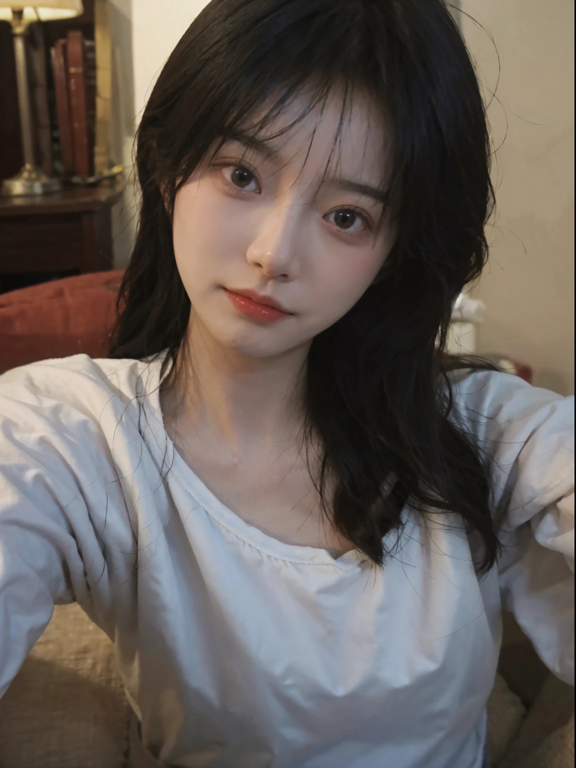 Best quality, 超高分辨率, (realistically:1.4),A woman in a white top poses for a photo, 🤤 girl portrait, beautiful Korean women, gorgeous young korean woman, Korean girls, Urzans, Young and cute Korean face, Cute and delicate face, Those girls' The avatar is cute and exquisite, beautiful young korean woman, young and lovely Asian face, Pale round face, Cute Korean face, Beautiful Asian Girls