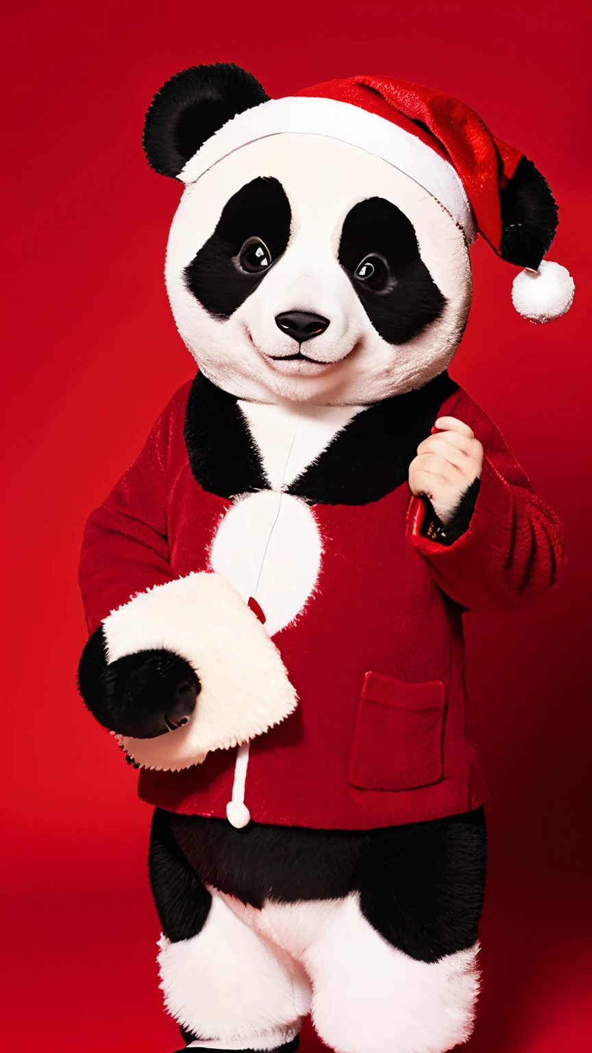 Cute panda red muffler for Christmas、non-human hat、