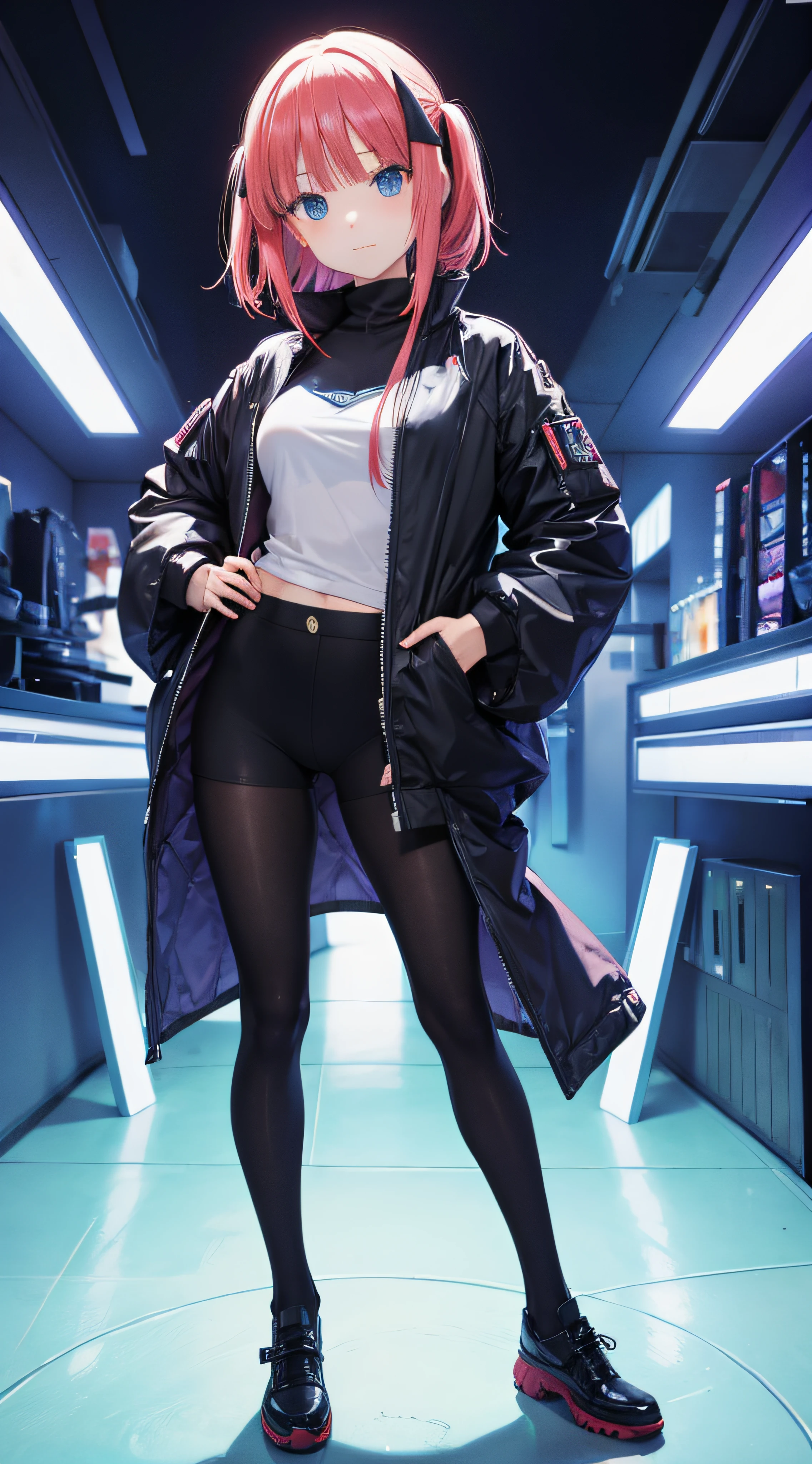 Nino Nakano,Pose sexy,ropa futurista,bosque