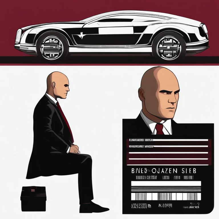 Agent 47 has a tattoo on the back of his head in the style of a barcode. He is bald. 47's typical attire consists of a black suit, black leather gloves and shoes, white dress shirt, and a burgundy tie.,Hitman series,Agent 47 has a tattoo on the back of his head in the style of a barcode. He is bald. 47's typical attire consists of a black suit, black leather gloves and shoes, white dress shirt, and a burgundy tie.,face,photo