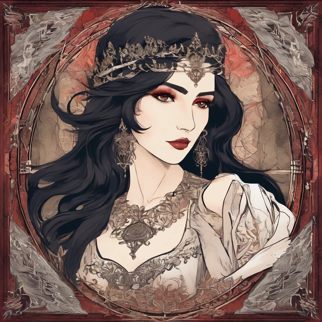 A girl with striking red eyes, fair and delicate skin, and beautiful long black hair stands before you. She exudes an aura of mystery and enchantment, dressed in a gothic style outfit that perfectly complements her ethereal beauty. Her attire, adorned with elegant lace and intricate details, elegantly drapes her figure. The combination of a corset cinching her waist and billowy skirts adds a touch of romance to her appearance. The clothing is predominantly black, accentuated by hints of vibrant red and silver trims, exuding a sense of dark elegance.
Her eyes, a captivating shade of red, are the most arresting feature on her pale face. The vividness of her gaze, intensified by the contrast with her porcelain skin, gives her an otherworldly charm. Her lips, cherry red and delicately curved, possess a subtle hint of mischief, as if she holds secrets known only to her.
Surrounded by a calm and serene environment, the girl finds solace in a cozy cabin. The cabin emits warmth and tranquility, with soft candlelight illuminating the rustic wooden interior. The light casts gentle shadows, creating a perfect atmosphere for contemplation and relaxation. The surroundings are adorned with details, such as plush cushions and mesmerizing wall tapestries, further enhancing the cabin's coziness.
The girl's long lashes gracefully frame her eyes, adding to her captivating allure. Her gaze is thoughtful and filled with serene wisdom, as if she possesses ancient knowledge beyond her years. Her porcelain complexion, smooth and flawless, glows softly in the candlelight, enhancing her ethereal beauty.
The image exudes best quality, capturing every intricate detail in ultra-detailed fashion. From the delicate stitches on her gothic clothing to the fine texture of the wooden cabin, everything is rendered with masterful precision. The realistic portrayal, accentuated by studio lighting and vivid colors, brings the scene to life. The colors are rich and deep, with hints of crimson and ebony, perfectly complementing the gothic theme.
The lighting in the cabin is soft and warm, casting a gentle glow that accentuates the girl's features. The interplay between light and shadow adds depth and dimension to the scene, making it visually captivating. The flickering candlelight dances across the room, creating a serene ambiance that invites one to linger and experience the enchantment.
In summary, the prompt captures the essence of an elf girl with red eyes, fair skin, and black hair in gothic-style clothing. She is depicted in a calm and serene environment, like a comfy cabin. The prompt emphasizes the best quality, ultra-detailed elements, realistic and photorealistic attributes, and vivid colors. The gothic style and the interplay of warm lighting create an atmosphere of enchantment and mystique.