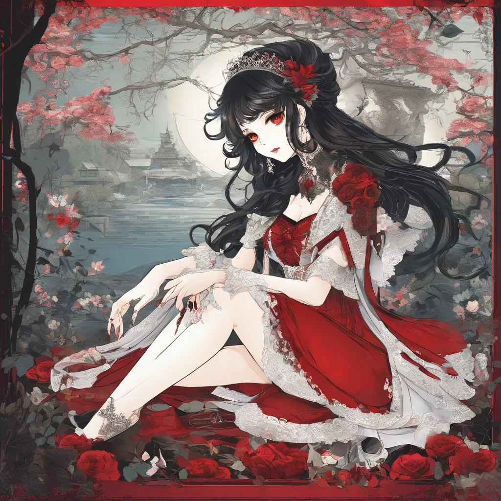 A girl with striking red eyes, fair and delicate skin, and beautiful long black hair stands before you. She exudes an aura of mystery and enchantment, dressed in a gothic style outfit that perfectly complements her ethereal beauty. Her attire, adorned with elegant lace and intricate details, elegantly drapes her figure. The combination of a corset cinching her waist and billowy skirts adds a touch of romance to her appearance. The clothing is predominantly black, accentuated by hints of vibrant red and silver trims, exuding a sense of dark elegance.
Her eyes, a captivating shade of red, are the most arresting feature on her pale face. The vividness of her gaze, intensified by the contrast with her porcelain skin, gives her an otherworldly charm. Her lips, cherry red and delicately curved, possess a subtle hint of mischief, as if she holds secrets known only to her.
Surrounded by a calm and serene environment, the girl finds solace in a cozy cabin. The cabin emits warmth and tranquility, with soft candlelight illuminating the rustic wooden interior. The light casts gentle shadows, creating a perfect atmosphere for contemplation and relaxation. The surroundings are adorned with details, such as plush cushions and mesmerizing wall tapestries, further enhancing the cabin's coziness.
The girl's long lashes gracefully frame her eyes, adding to her captivating allure. Her gaze is thoughtful and filled with serene wisdom, as if she possesses ancient knowledge beyond her years. Her porcelain complexion, smooth and flawless, glows softly in the candlelight, enhancing her ethereal beauty.
The image exudes best quality, capturing every intricate detail in ultra-detailed fashion. From the delicate stitches on her gothic clothing to the fine texture of the wooden cabin, everything is rendered with masterful precision. The realistic portrayal, accentuated by studio lighting and vivid colors, brings the scene to life. The colors are rich and deep, with hints of crimson and ebony, perfectly complementing the gothic theme.
The lighting in the cabin is soft and warm, casting a gentle glow that accentuates the girl's features. The interplay between light and shadow adds depth and dimension to the scene, making it visually captivating. The flickering candlelight dances across the room, creating a serene ambiance that invites one to linger and experience the enchantment.
In summary, the prompt captures the essence of an elf girl with red eyes, fair skin, and black hair in gothic-style clothing. She is depicted in a calm and serene environment, like a comfy cabin. The prompt emphasizes the best quality, ultra-detailed elements, realistic and photorealistic attributes, and vivid colors. The gothic style and the interplay of warm lighting create an atmosphere of enchantment and mystique.