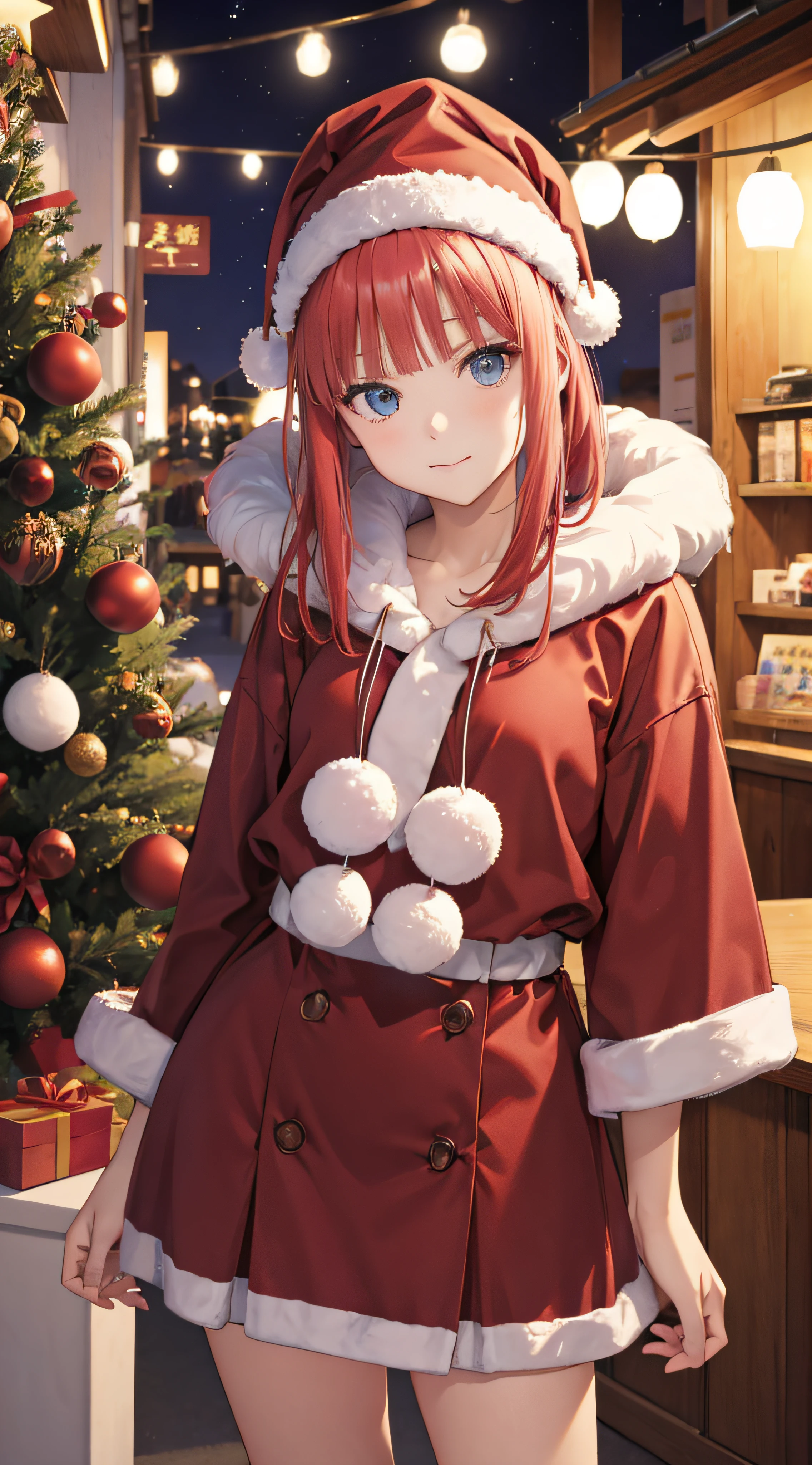 Nino Nakano,Pose sentada,christmas costume,pueblo