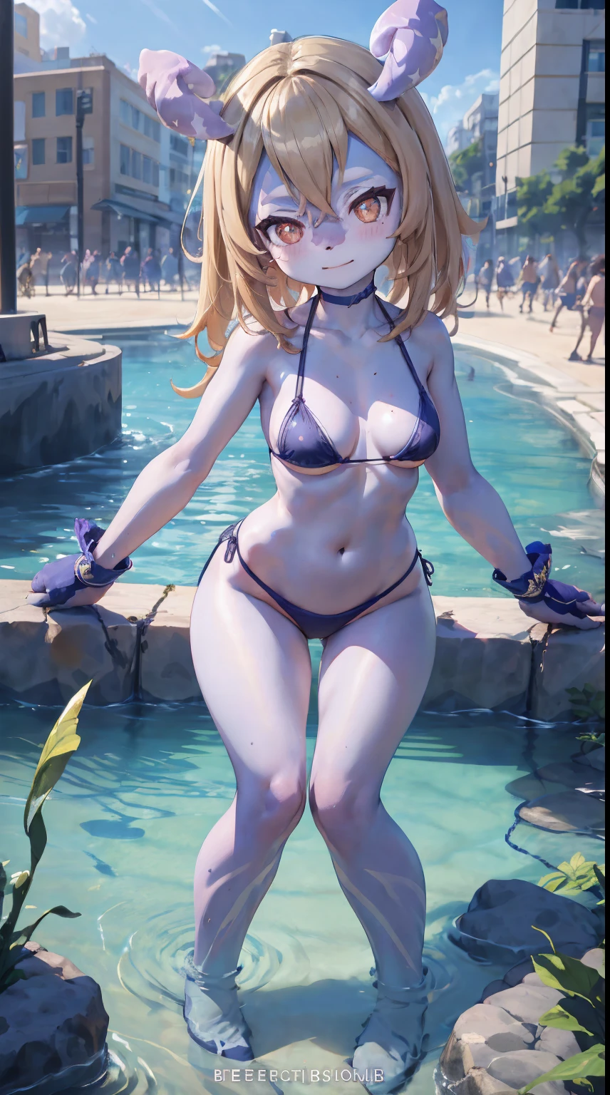Melousine|genshin impact, master-piece, bestquality, 1girls,25 years old , proportional body, proportional, Show your , Water set, Brazilian bikini ,bara, In the beautiful underwater city, beautiful metropolis, underwater, floating in water, View viewers from the front, Thigh strap, Head tilt, bored, 10, 10, HD, slight smile,
