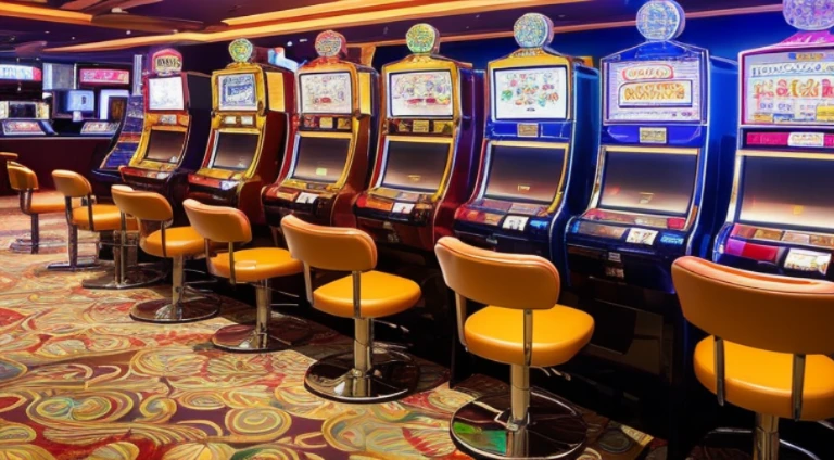 ((beste-Qualit, 10, masterpiece: 1.3)), 1girls, Slim Abs Beauty: 1.3, (Hairstyle Casual, large boobs: 1.2), dress: 1.1, Super Fine Face, delicate eyes, 二重まぶた, smile, (Random modality,Play Slot Machines),(Random background,In casinos,VIP casino room, Modern Casino Console, Modern Slot Machines )
