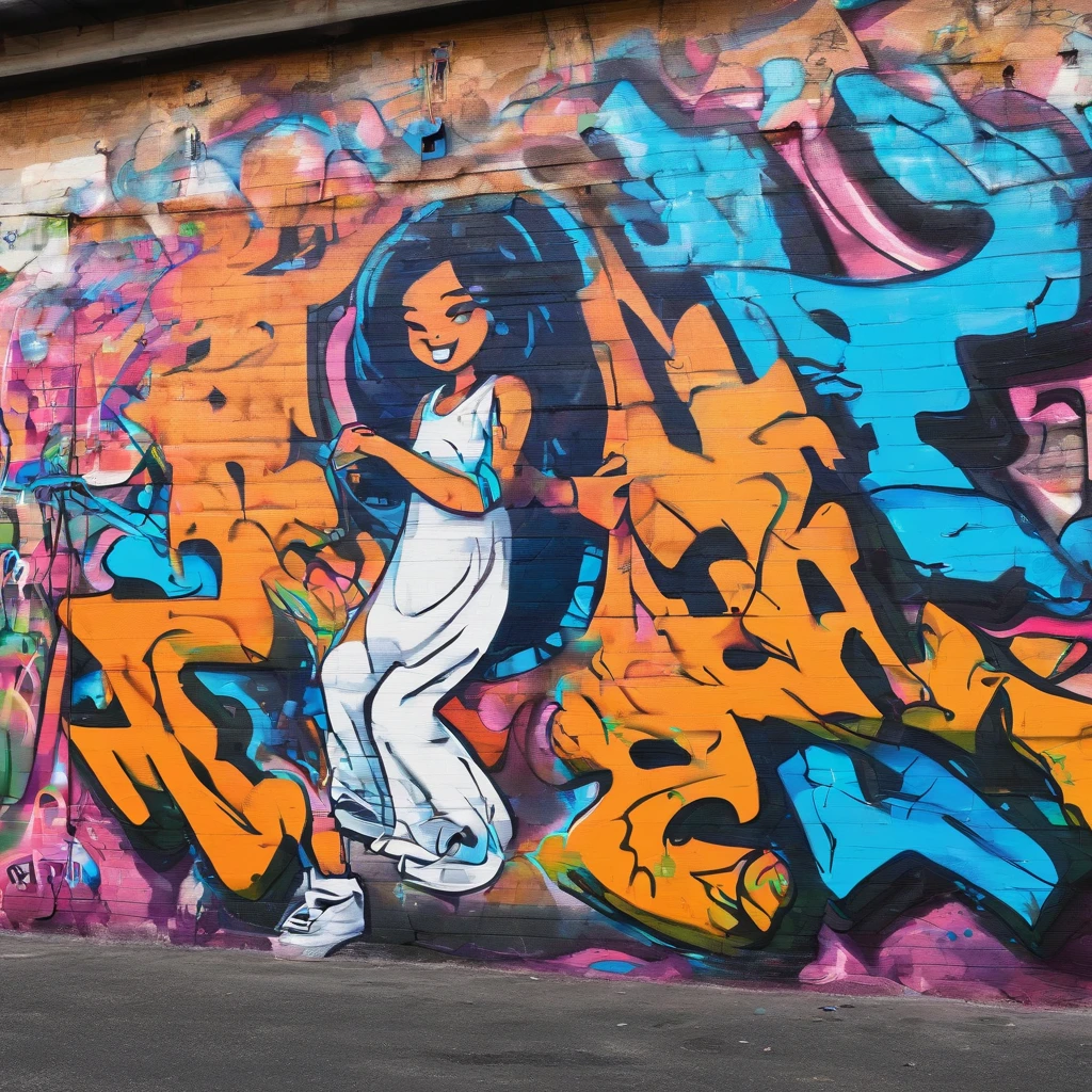 Graffiti漫画,Graffiti, whole picture, High resolution and high contrast,simple,girl