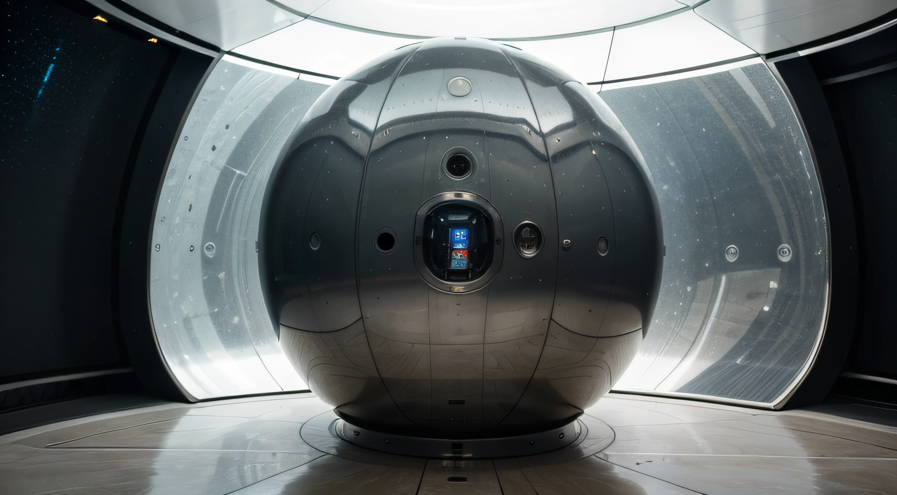 The metallic details of the space capsule and life system are realistic, ultra-realistic, bright picture, large wide angle, high reality, light and dark