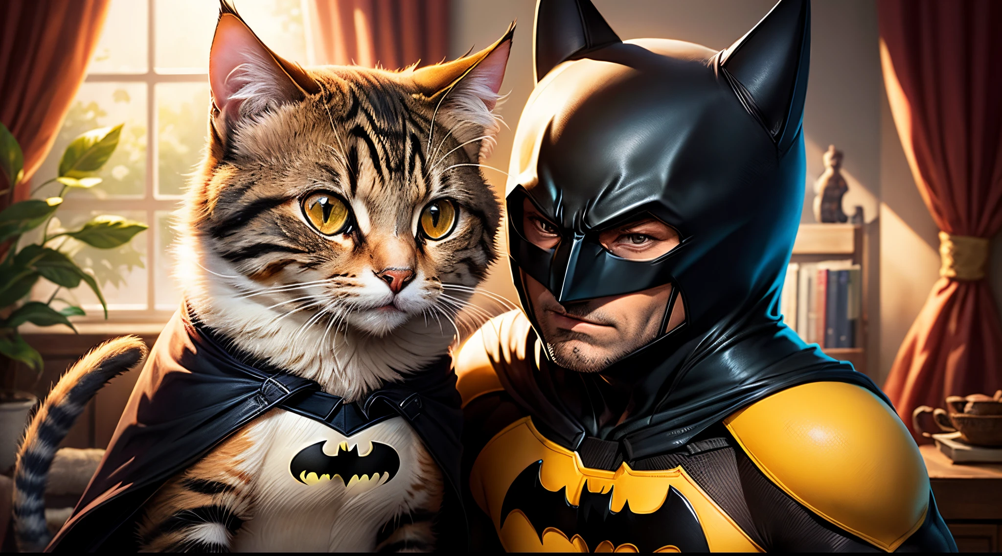Cat Batman with ginger alfred