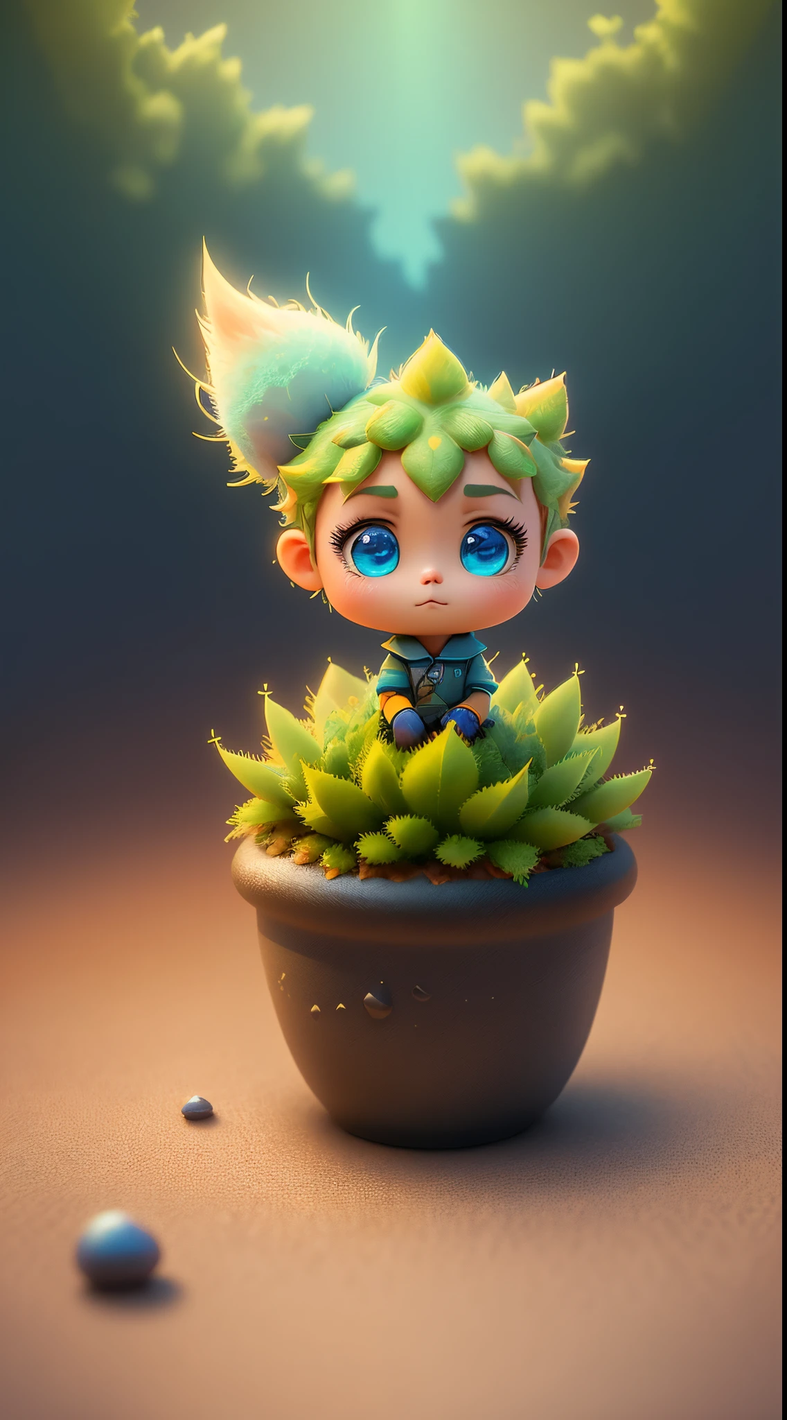 Gorgeous tiny hyper realistic succulent with realistic texture and vibrant different colors, charming and cute, animated film, Cinematic lighting effect, Bewitching, 3D vector graphics, cute and quirky, fantasy art, bokeh, inking, digitalpainting, soft-lighting, isometric style, 8k resolution, photoreal render, Highly detailed cleaning, vector image, Photorealistic masterpiece, professional photo of a,  simple space landscape, isometric, Bright vector