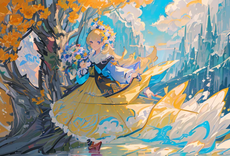 (Masterpiece, Top Quality, Best Quality, beautiful and aesthetic:1.2), (1girl:1.3), extremely detail, (Colorful:1.1), (Colorful Background1:1), (#30B3FF:1.5), (#FA52F4:1.1), highest detail, arma, holding weapon, (Glowing Weapons), Detailed background, water:1.2, Flowers:1.2, Masterpiece, 8K