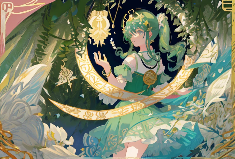 Tasks Creating tools Studio SeaArt Bot Txt2Img Default 11:21:36 Expires in 14 days(her)
tmasterpiece、topquality、Alphonse Mucha、Jugendstil、 (Tarot card style:1.3)、Unique Tarot Card Structure, including floral and green elements、 blunt bangs、Long hair with pink double ponytails,,,、Upper torso、looking at the viewers、 In the middle of a green garden、Mysterious girl in a floral dress、Enjoy the sunshine, which illuminates flowering plants and ancient tarot symbols.、Dance with Unearthly Creatures。 roses、lily、Cherry trees、calamus、leaves、moss、vine、Elegant dresses, Inspired by nature、Necklace with flowers and leaves、耳环、circlet、A bracelet、hair ornaments、Butterflies、bird、bee、Tarot symbols, Reimagined with floral and green ornaments、godesses、Flower Garden、woods、Natural background, like a, For example, shore of the lake、Efficient use of light and shadow、 Realistic & Ультрареалистичный 3D、zentangle、