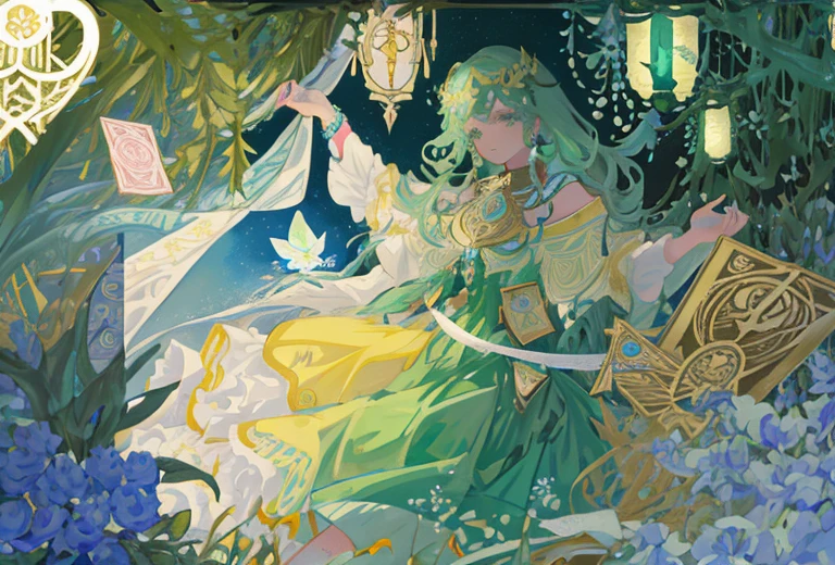 Tasks Creating tools Studio SeaArt Bot Txt2Img Default 11:21:36 Expires in 14 days(her)
tmasterpiece、topquality、Alphonse Mucha、Jugendstil、 (Tarot card style:1.3)、Unique Tarot Card Structure, including floral and green elements、 blunt bangs、Long hair with pink double ponytails,,,、Upper torso、looking at the viewers、 In the middle of a green garden、Mysterious girl in a floral dress、Enjoy the sunshine, which illuminates flowering plants and ancient tarot symbols.、Dance with Unearthly Creatures。 roses、lily、Cherry trees、calamus、leaves、moss、vine、Elegant dresses, Inspired by nature、Necklace with flowers and leaves、耳环、circlet、A bracelet、hair ornaments、Butterflies、bird、bee、Tarot symbols, Reimagined with floral and green ornaments、godesses、Flower Garden、woods、Natural background, like a, For example, shore of the lake、Efficient use of light and shadow、 Realistic & Ультрареалистичный 3D、zentangle、